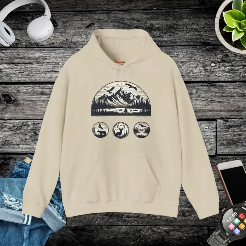 Epic Mountains Heavy Blend Hoodie for Cozy Vibes
