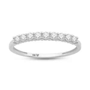 Everyday Elegance 9 Stones Wedding Anniversary Ring Band for Women in 14K White Gold with 0.54 CTTW Round Cut Cubic Zirconia