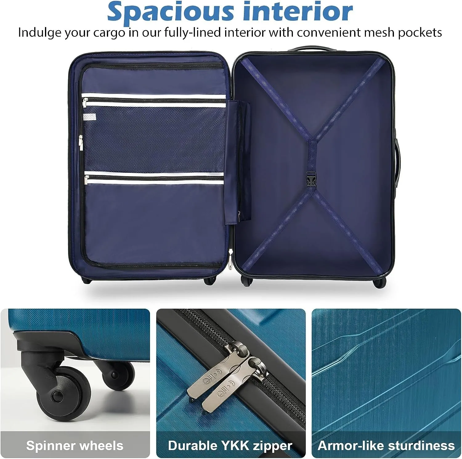 Expandable Luggage (only 28") Carry On Luggage PC ABS Spinner Built-In TSA lock