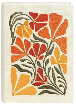 Fabric Embroidered Journal Poppy Flower