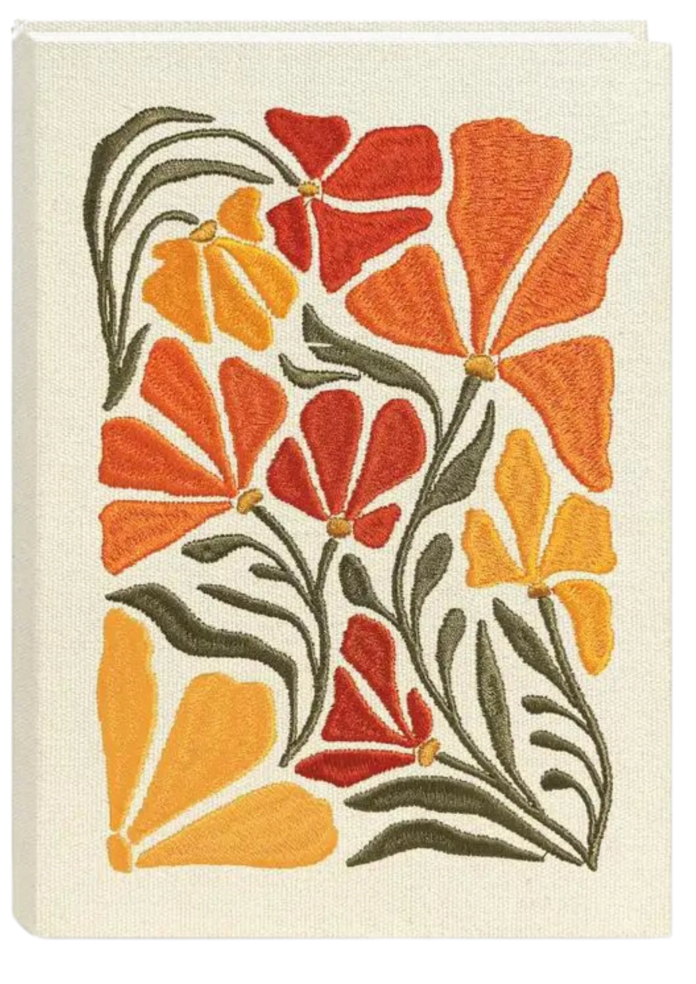 Fabric Embroidered Journal Poppy Flower