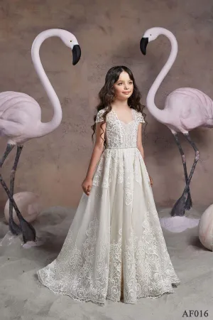 FINAL SALE Vintage Lace Boho Wedding Girls Dress