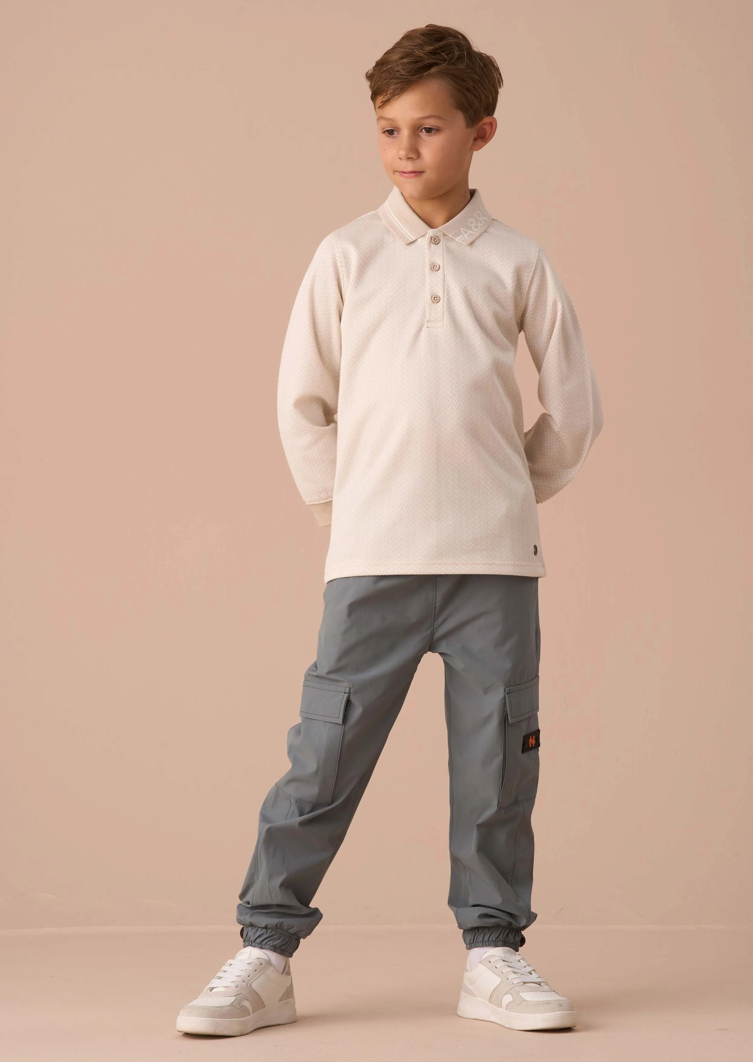 Finn Cream Smart Long Sleeve Polo