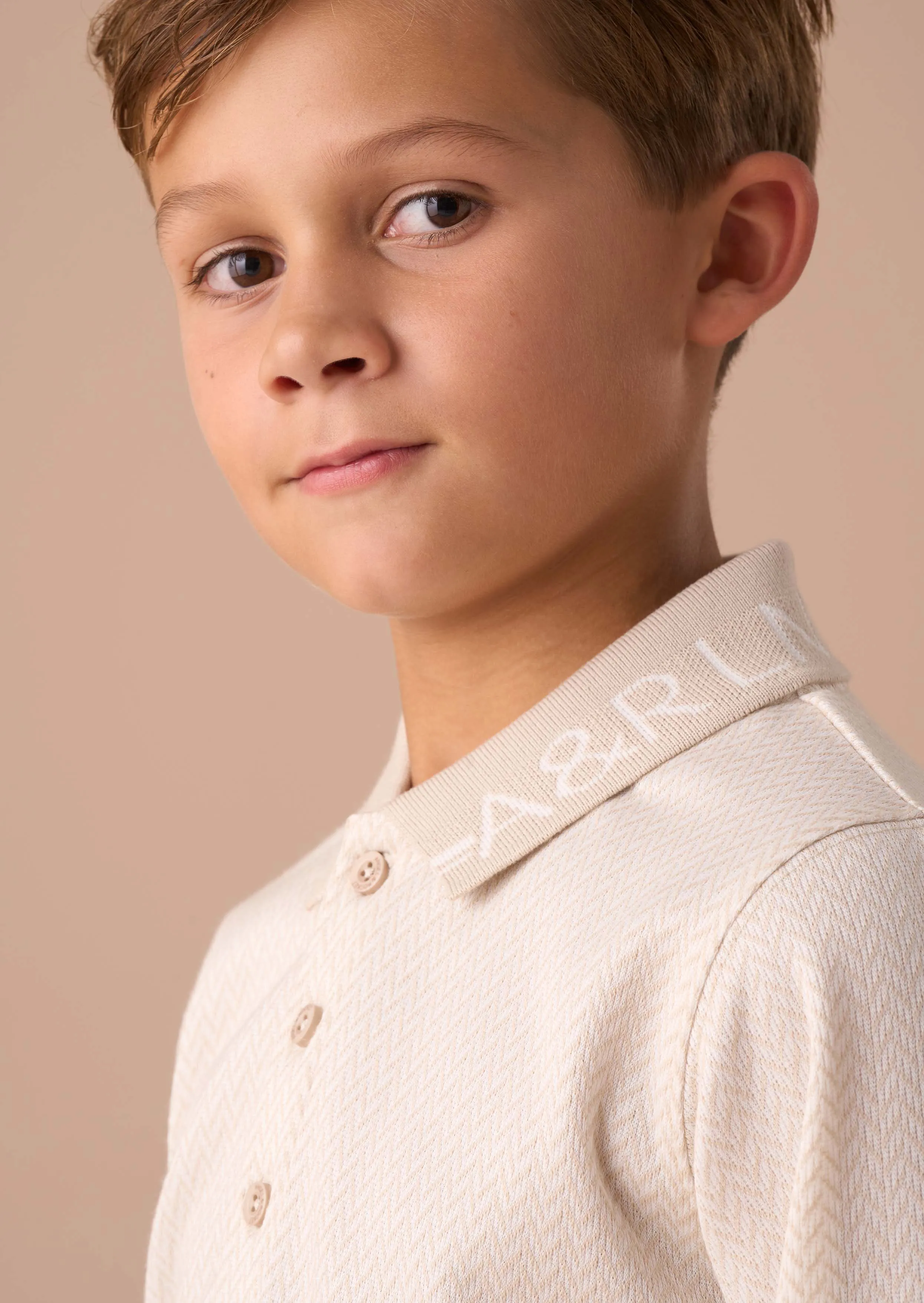 Finn Cream Smart Long Sleeve Polo