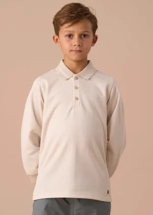 Finn Cream Smart Long Sleeve Polo