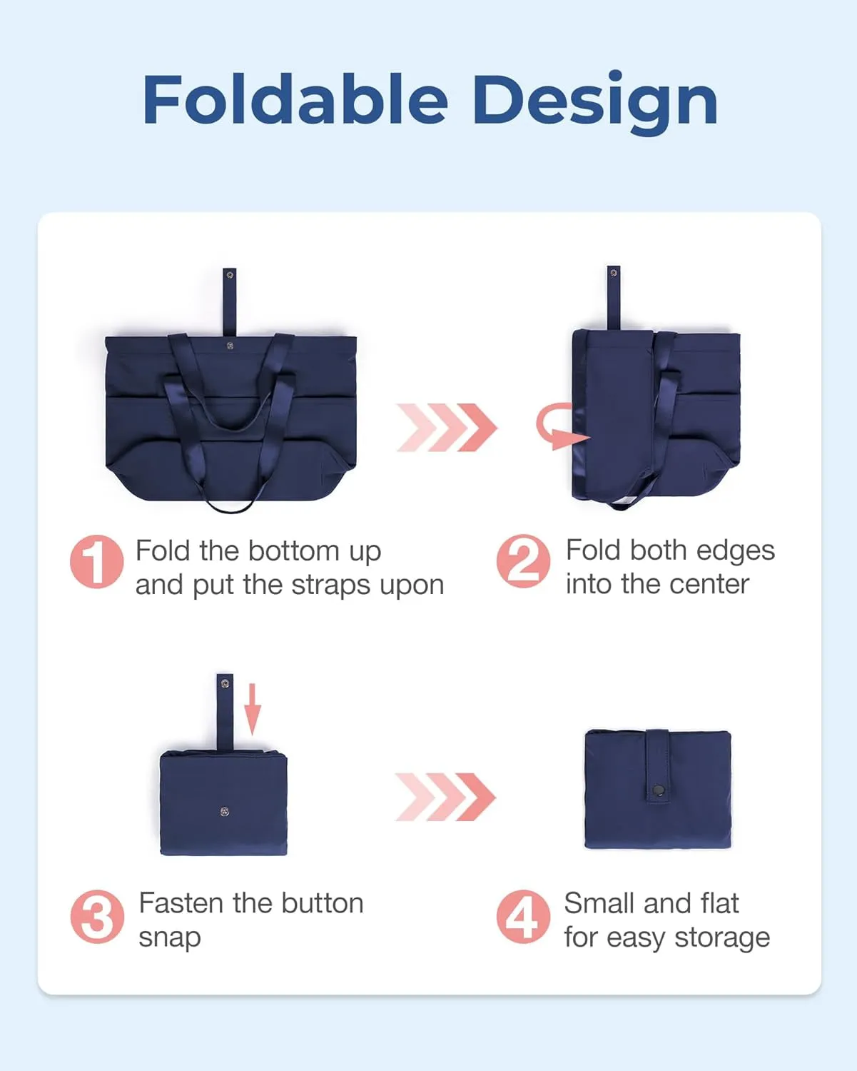 Foldable Tote Bag, Shoulder Bag for Women With Zipper & Top Handle for Travel Work