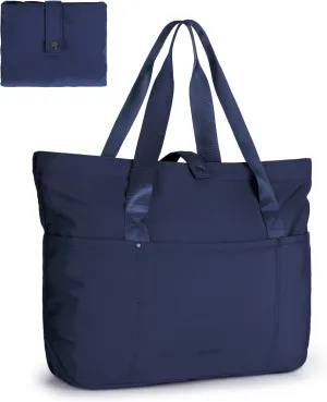 Foldable Tote Bag, Shoulder Bag for Women With Zipper & Top Handle for Travel Work