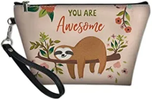 FOR U DESIGNS Makeup Travel Bag, Sloth Floral Printed,Large Portable Cosmetic Case Organizer for Storage of Toiletries and Brushes