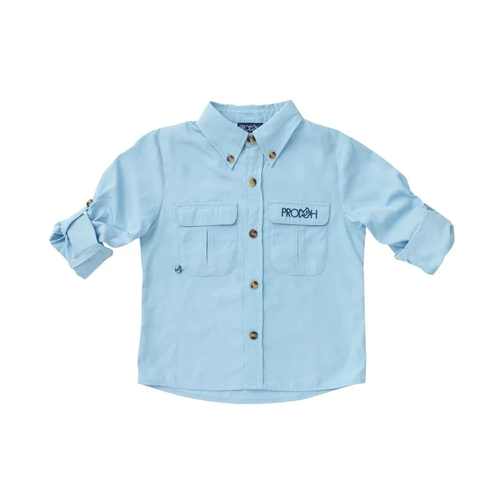 Founders Kids Fishing Shirt in Clear Sky Blue