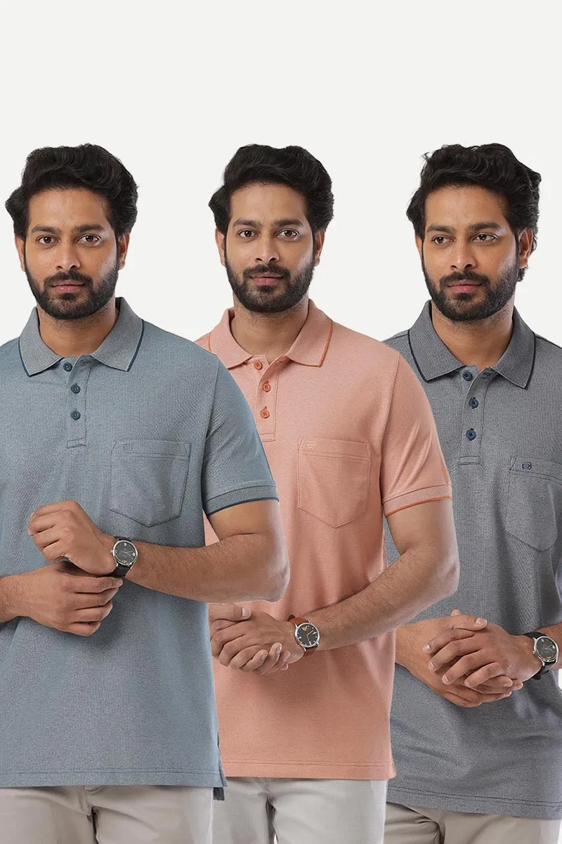Golf Polo - Collar T-Shirts Pack Of 3 Combo For Men | Ariser