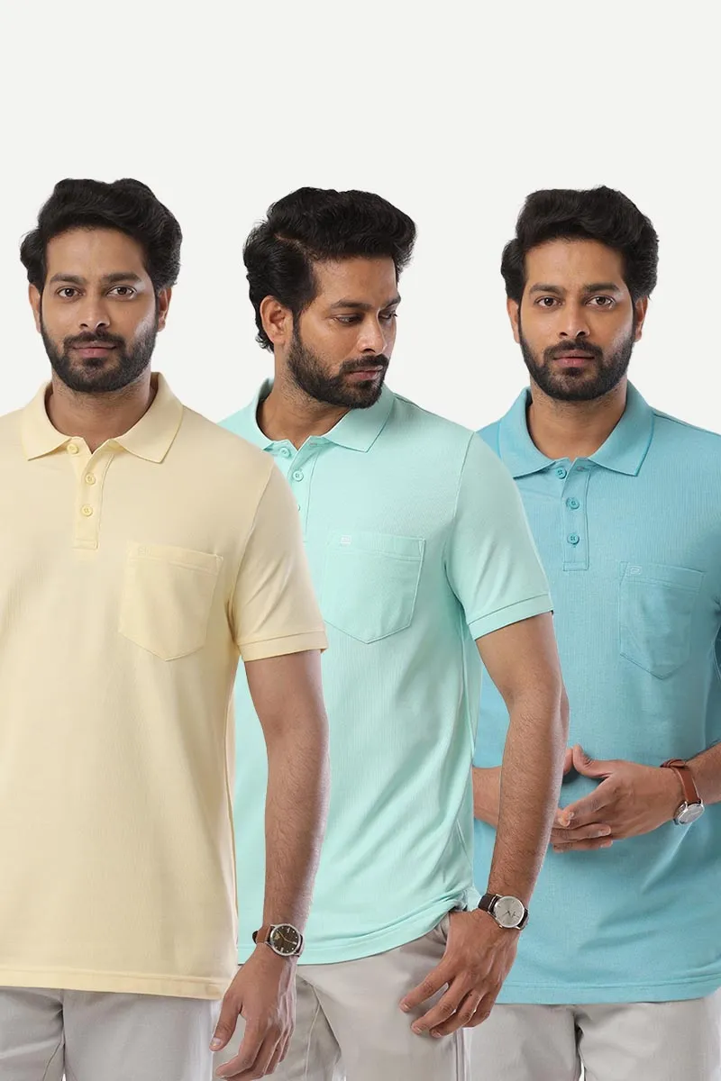 Golf Polo - Collar T-Shirts Pack Of 3 Combo For Men | Ariser