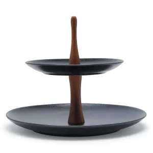 GOURMET SERVING PLATE WITH BAMBOO STAND (19.05 CM BLACK)