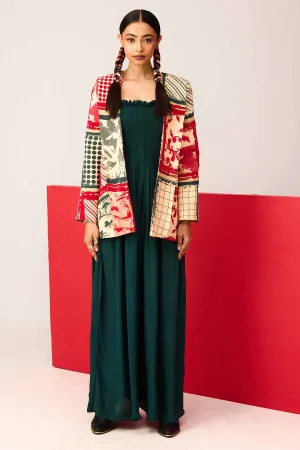 Green Jumpsuit & Print Jacket