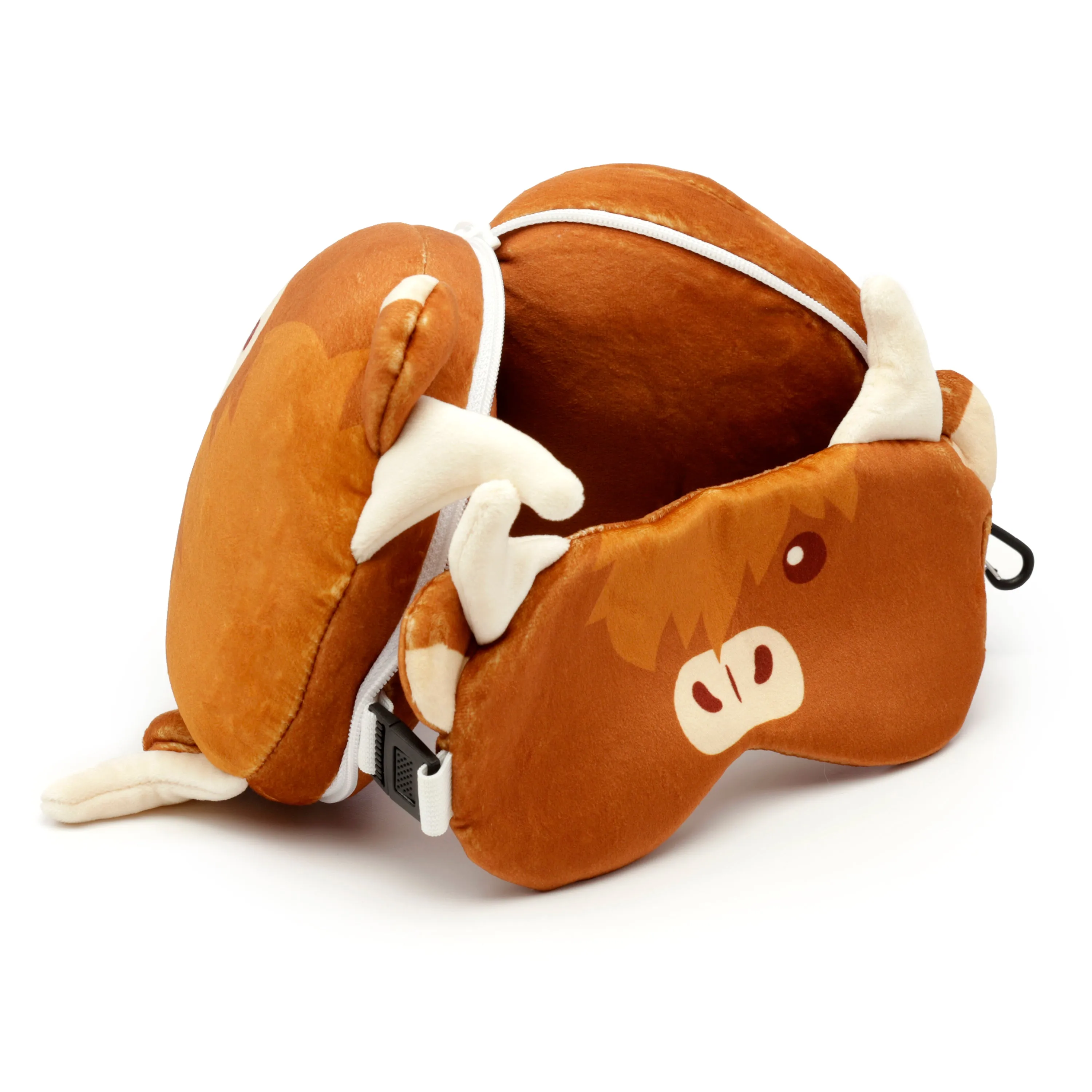 Highland Coo Cow Relaxeazzz Plush Round Travel Pillow & Eye Mask Set