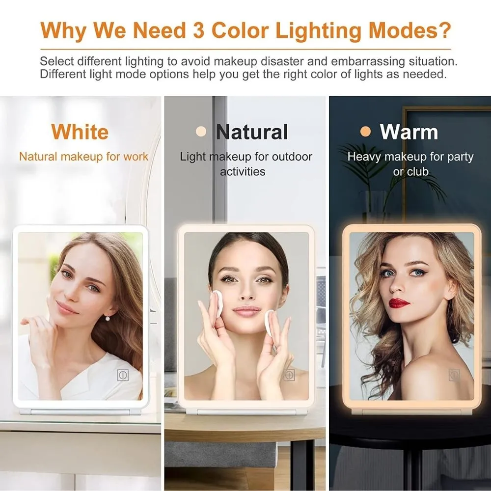 Homlly Portable Fold Up Travel Beauty Make Up LED Mirror (Free X10 Detachable mirror)