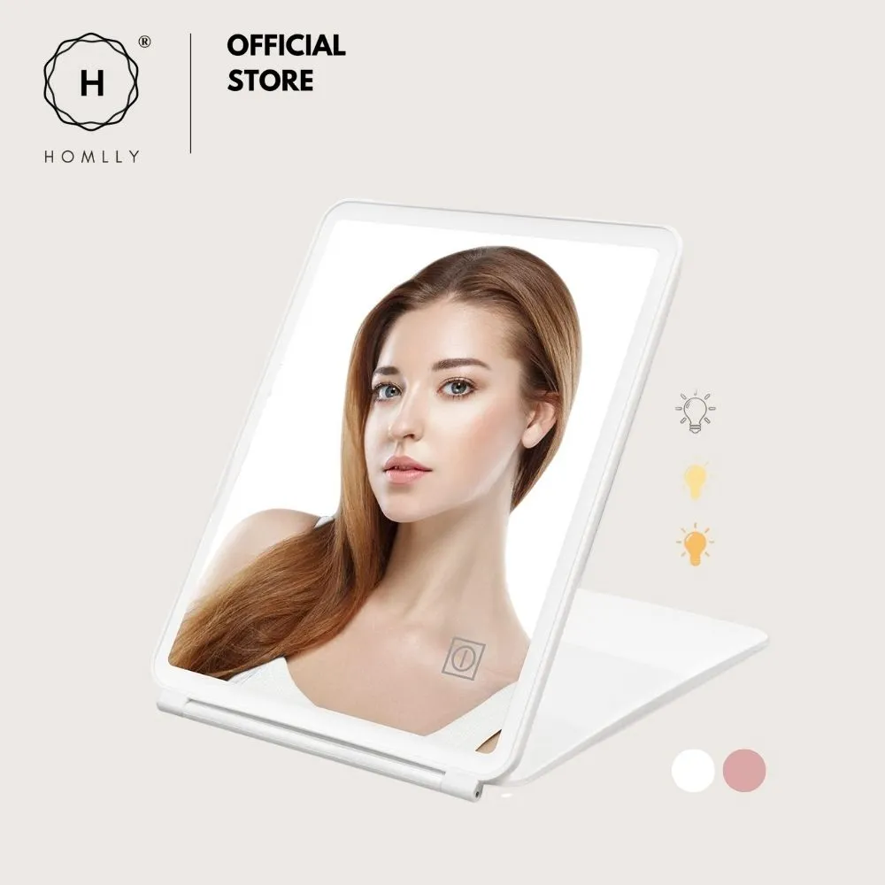 Homlly Portable Fold Up Travel Beauty Make Up LED Mirror (Free X10 Detachable mirror)