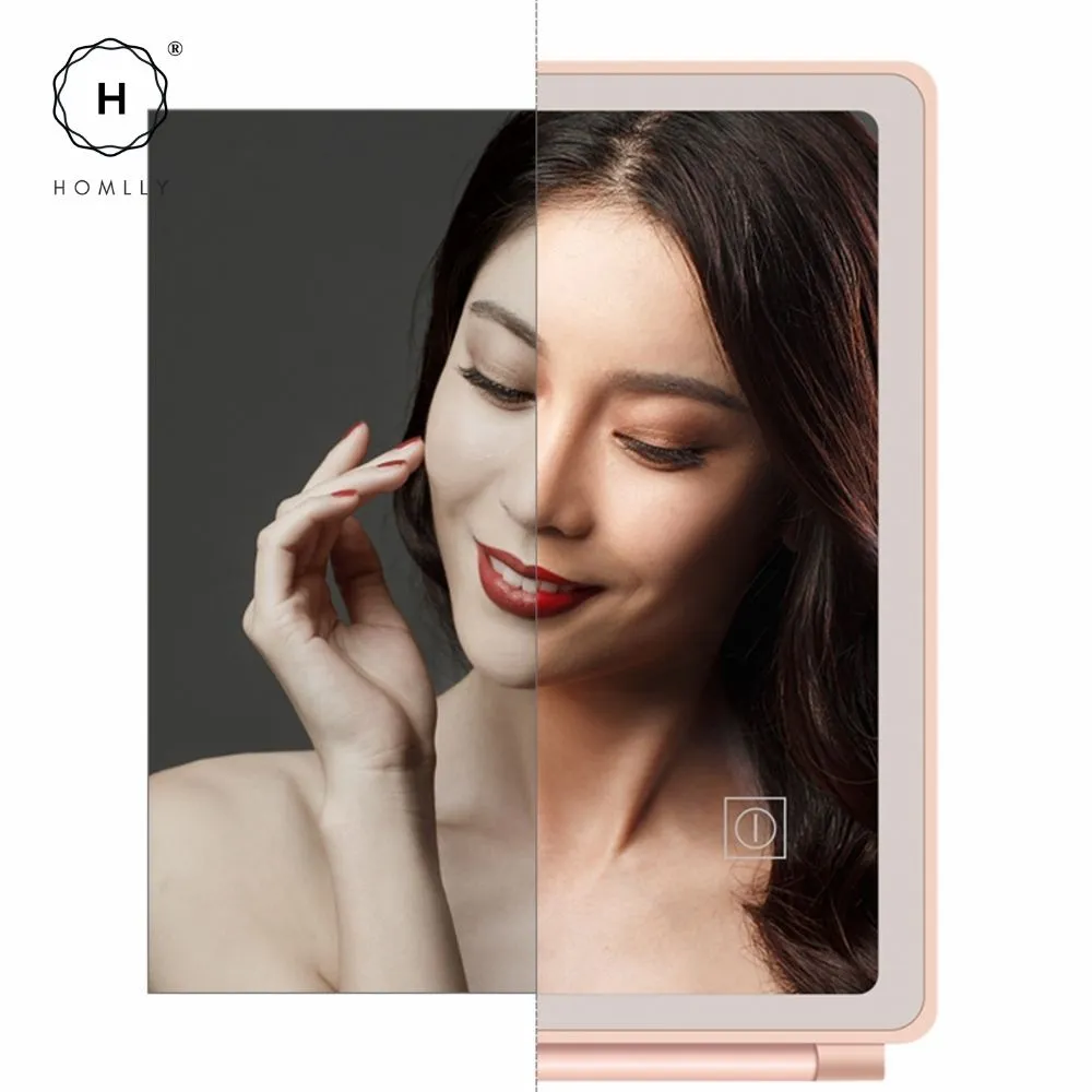 Homlly Portable Fold Up Travel Beauty Make Up LED Mirror (Free X10 Detachable mirror)