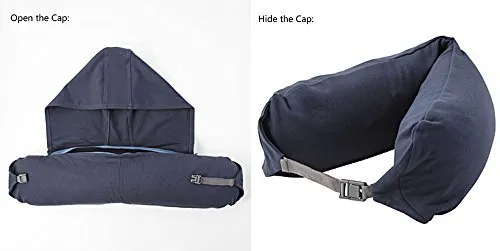 Homlly Travel Neck Pillow with Built-in Hoodie Cap