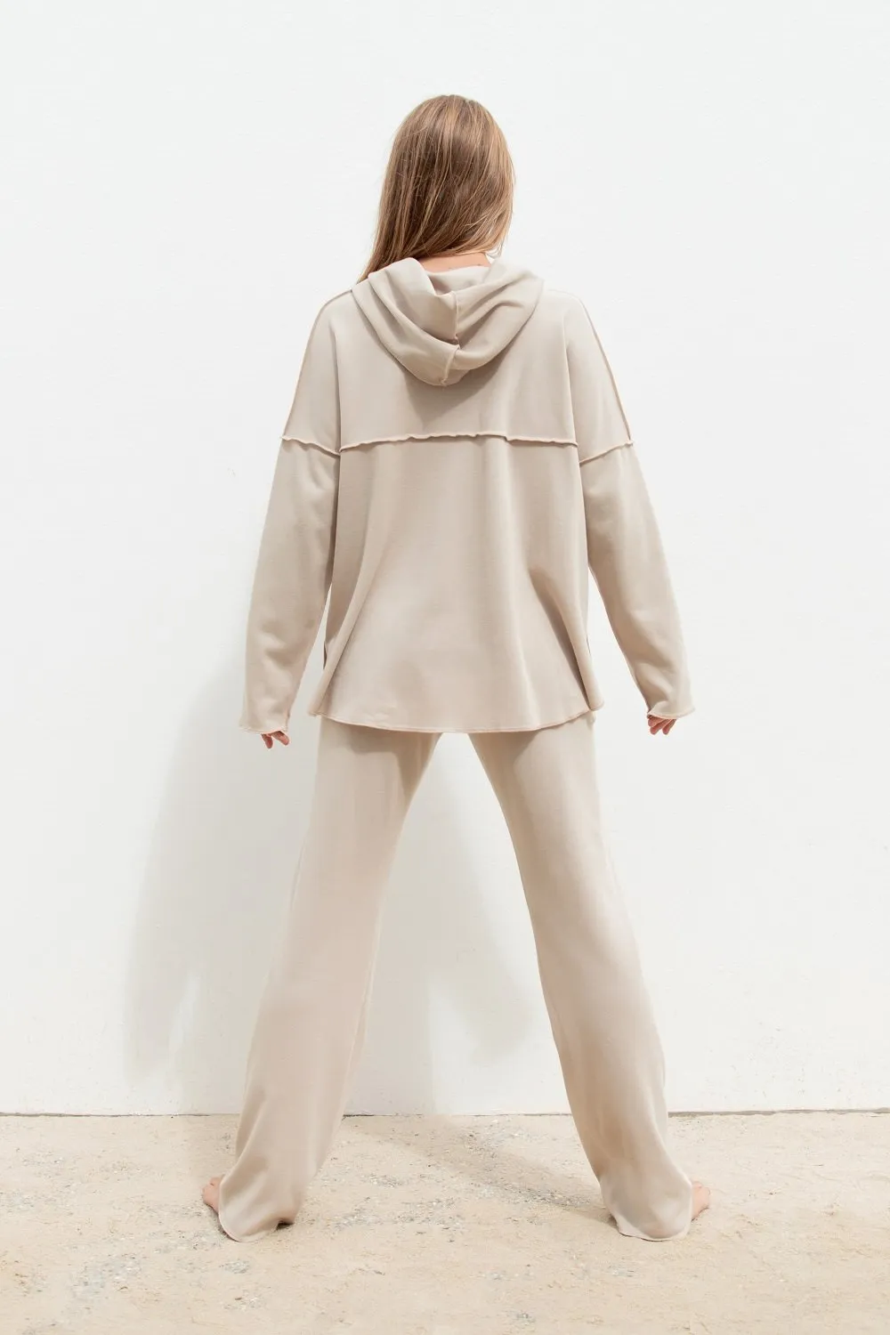 Hooded Sweatshirt in Beige