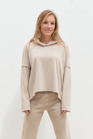 Hooded Sweatshirt in Beige