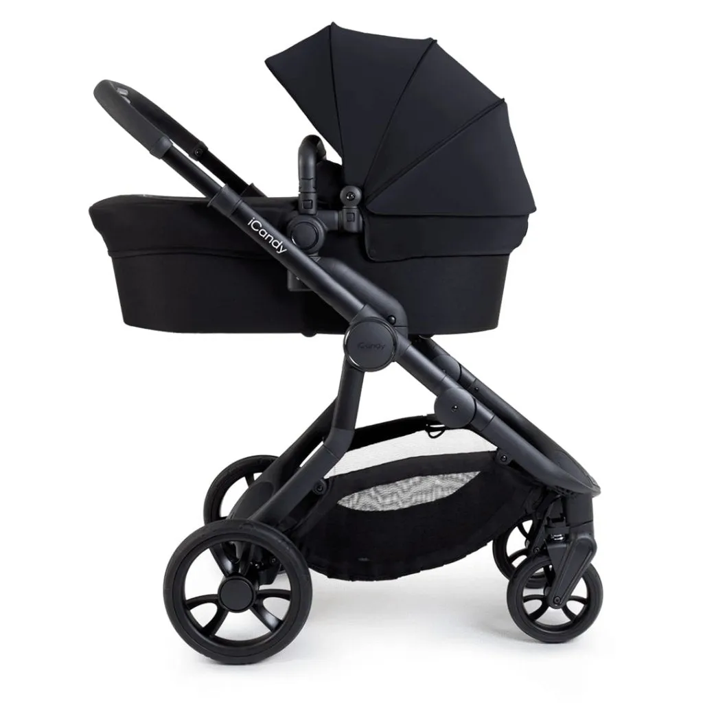 ICANDY Orange 4 Double Pushchair Bundle with Second Seat Fabric - Jet (Black Edition)
