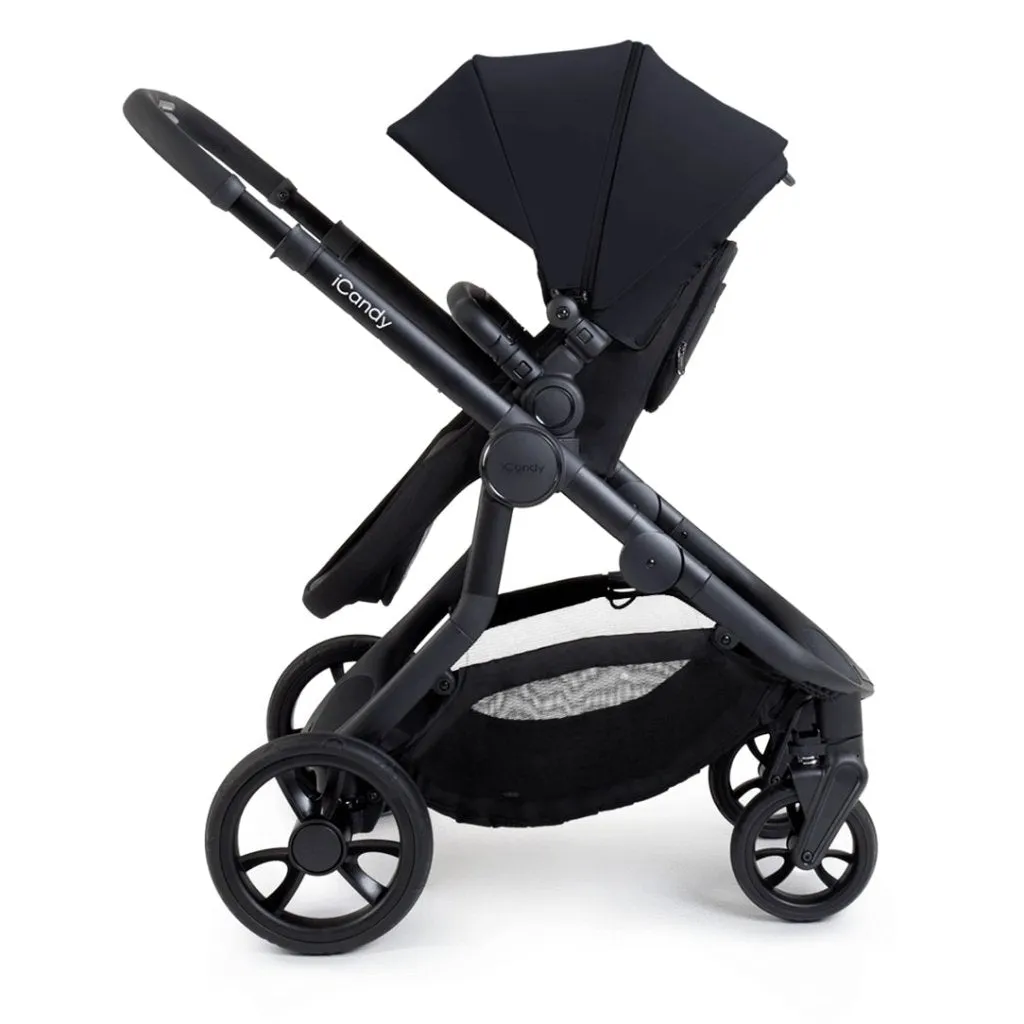ICANDY Orange 4 Double Pushchair Bundle with Second Seat Fabric - Jet (Black Edition)