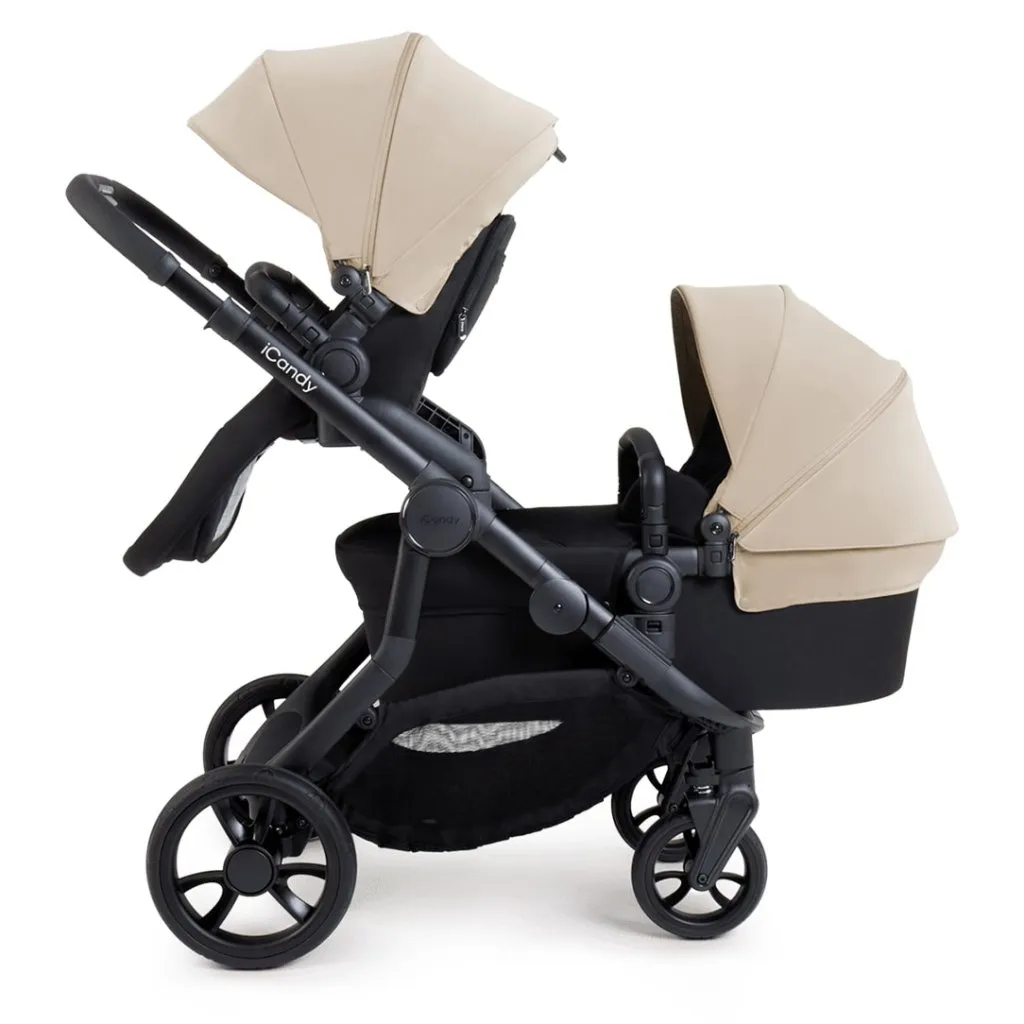 ICANDY Orange 4 Double Pushchair Bundle with Second Seat Fabric - Jet (Latte)