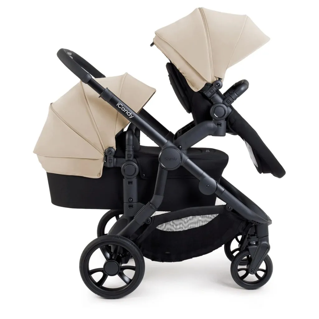 ICANDY Orange 4 Double Pushchair Bundle with Second Seat Fabric - Jet (Latte)