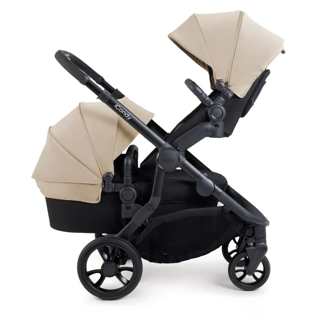ICANDY Orange 4 Double Pushchair Bundle with Second Seat Fabric - Jet (Latte)