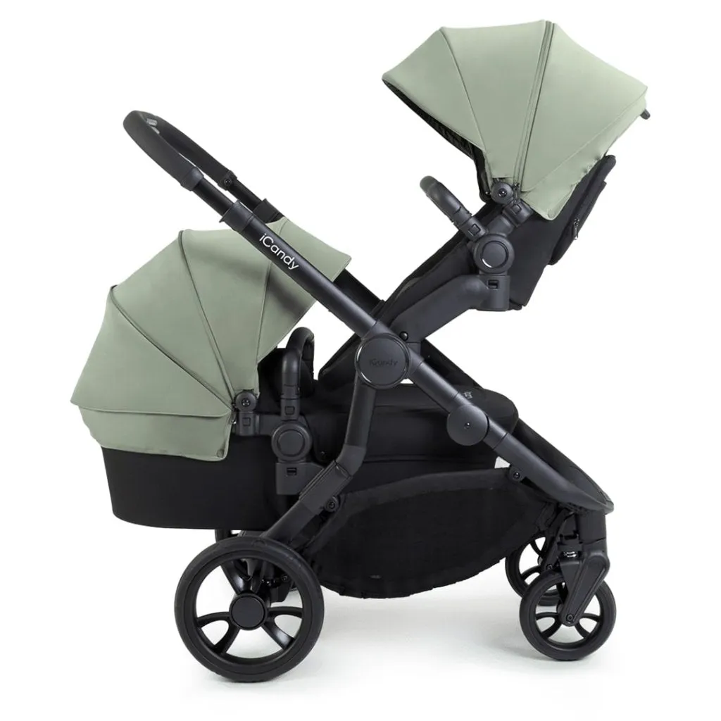 ICANDY Orange 4 Double Pushchair Bundle with Second Seat Fabric - Jet (Pistachio)