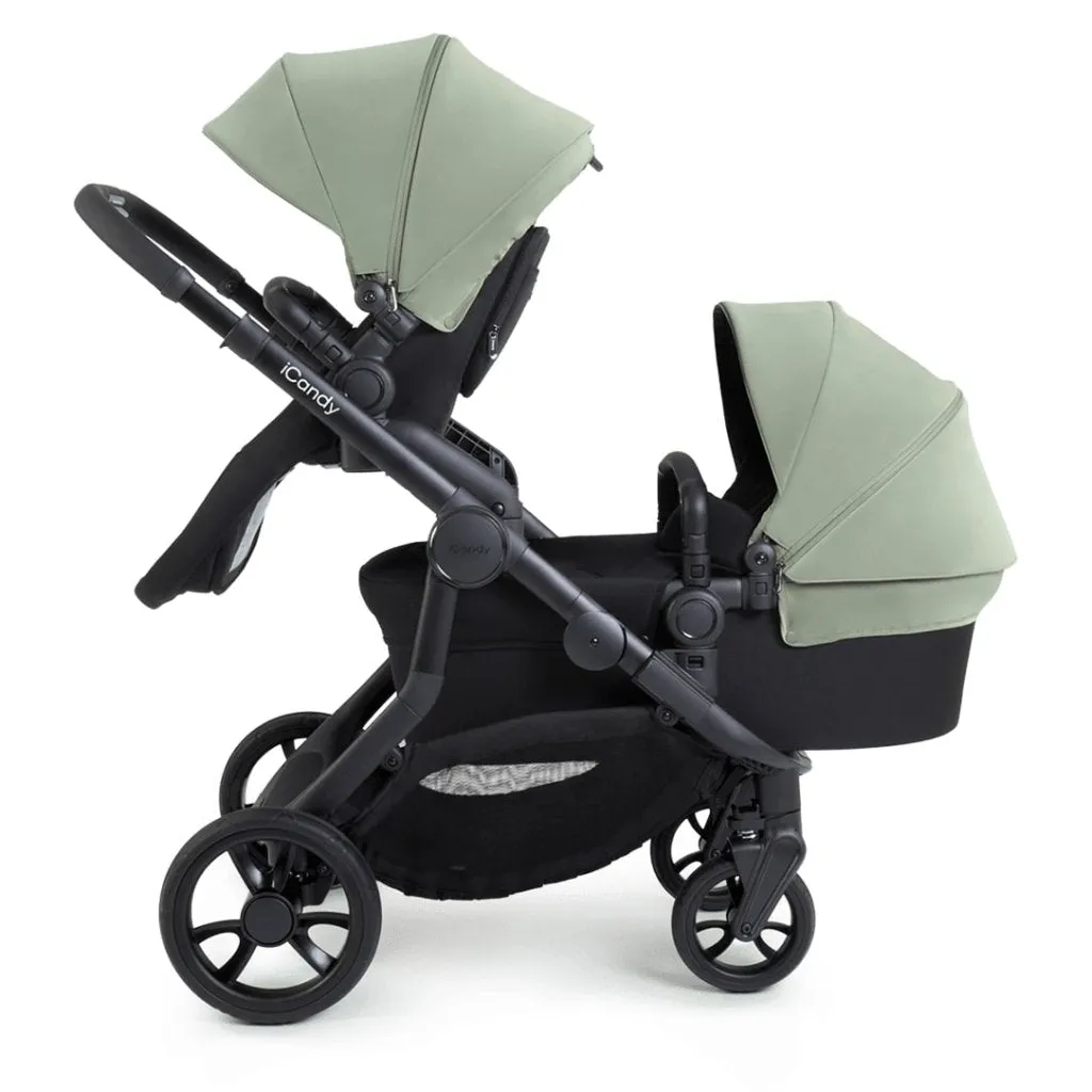 ICANDY Orange 4 Double Pushchair Bundle with Second Seat Fabric - Jet (Pistachio)