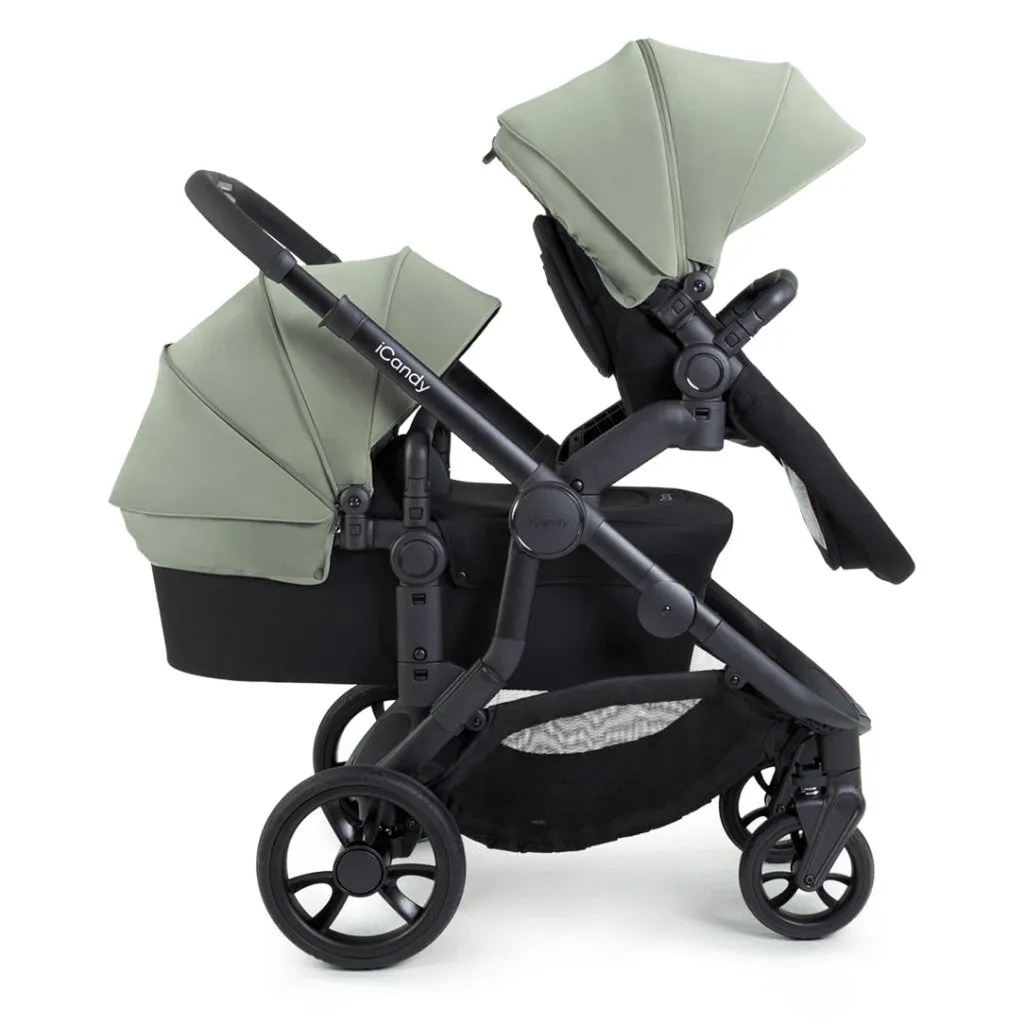 ICANDY Orange 4 Double Pushchair Bundle with Second Seat Fabric - Jet (Pistachio)
