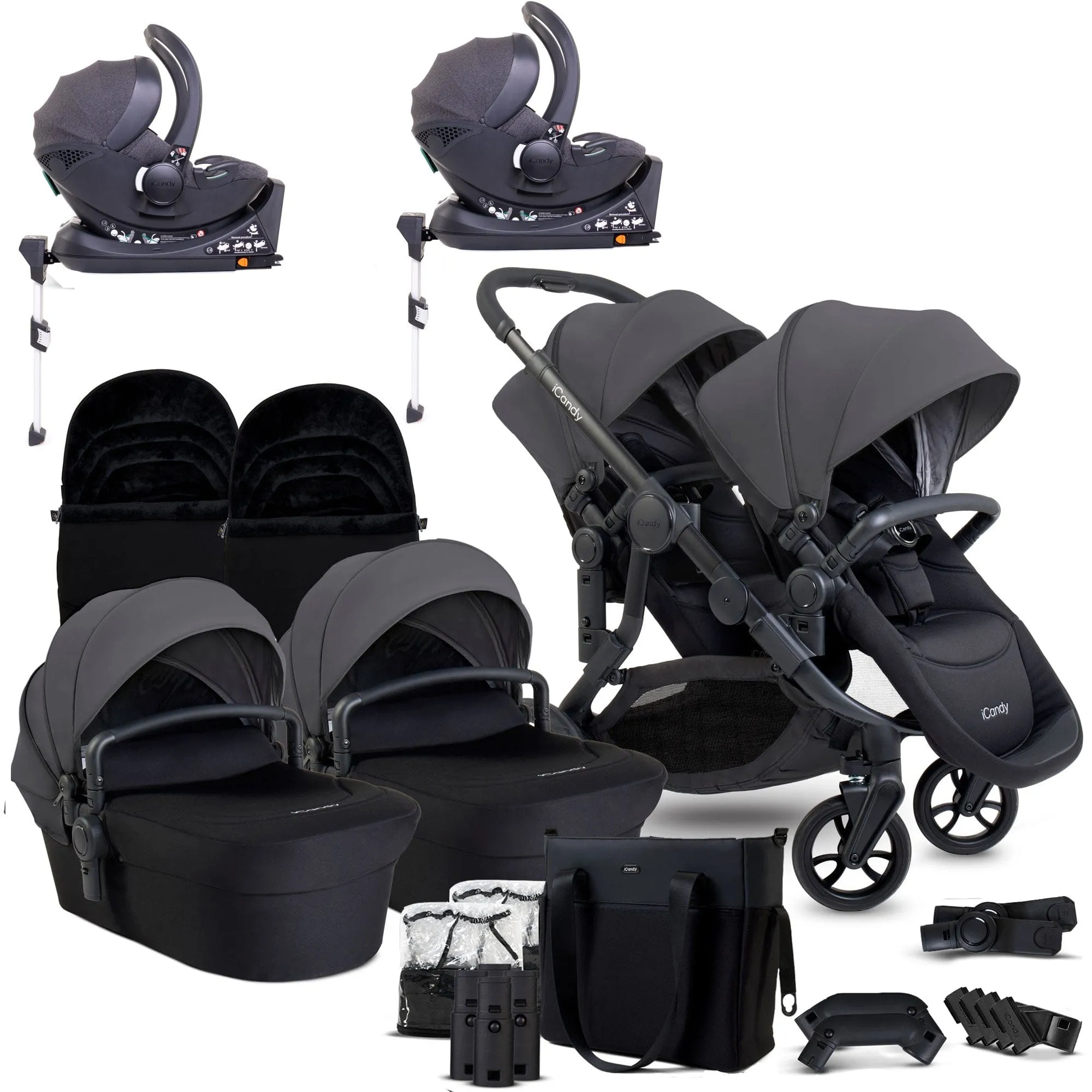 iCandy Orange 4 Twin Complete Cocoon Travel System in Fossil