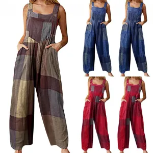 Jumpsuits For Women Sexy Elegant Cotton Jumpsuit Rompers Casual Loose Wide Leg Overalls Strap Bib Pants Combinaison Femme