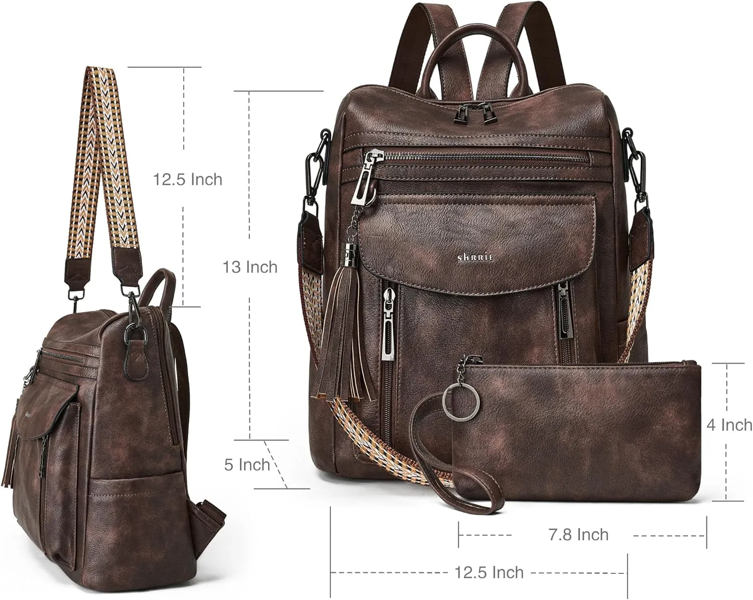 Leather Travel Backpack & Purse Set, Fashion Designer Shoulder Bag