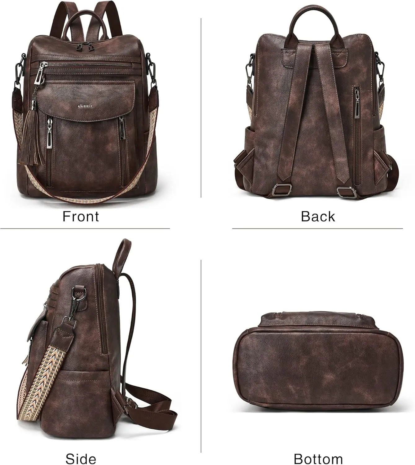 Leather Travel Backpack & Purse Set, Fashion Designer Shoulder Bag