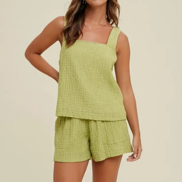 Limelight Shirred Two Piece Tank & Shorts Set-FINAL SALE