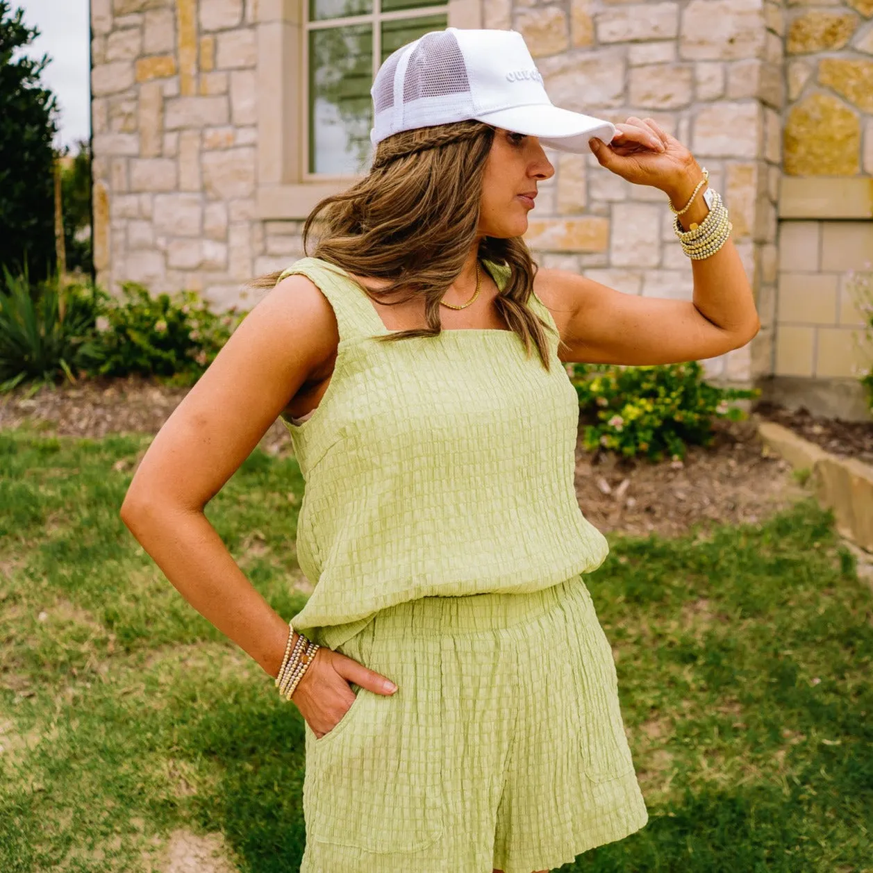 Limelight Shirred Two Piece Tank & Shorts Set-FINAL SALE