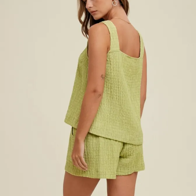 Limelight Shirred Two Piece Tank & Shorts Set-FINAL SALE