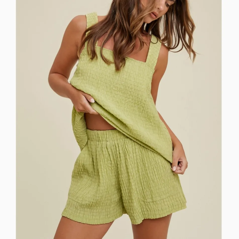 Limelight Shirred Two Piece Tank & Shorts Set-FINAL SALE
