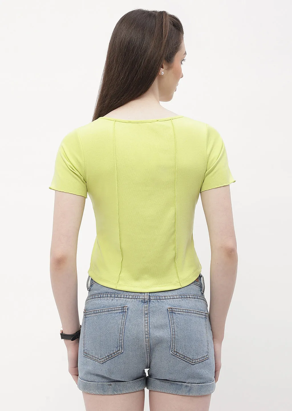 Madame Solid Neon Green Corset Style Top
