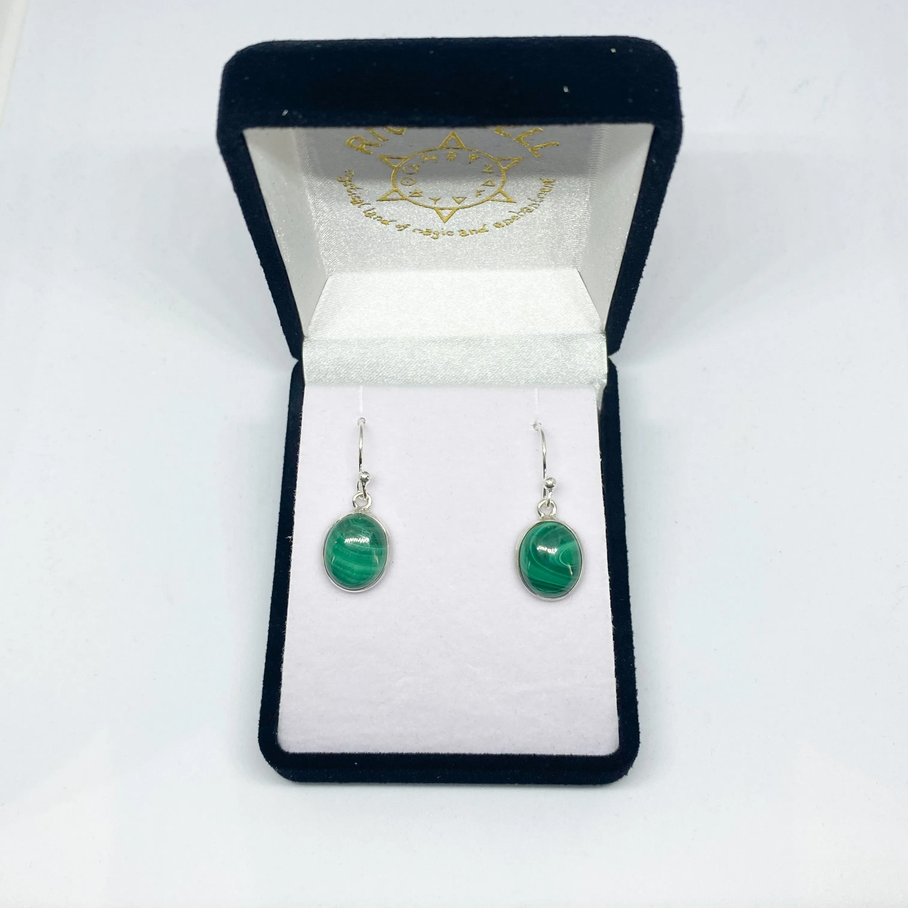 Malachite Drop Earrings - Oval