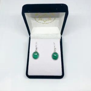 Malachite Drop Earrings - Oval