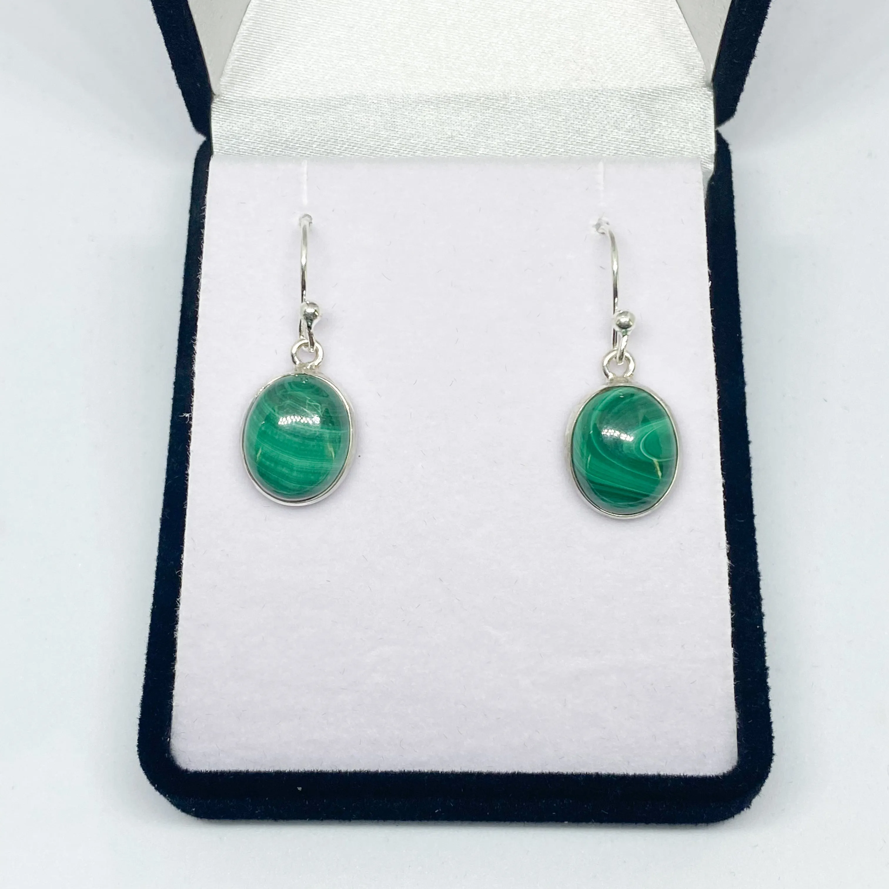 Malachite Drop Earrings - Oval