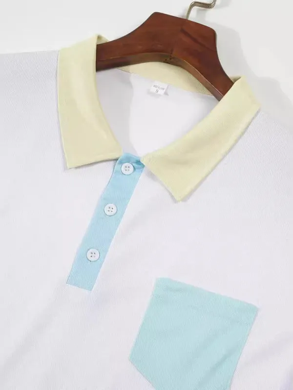 Men's Color-Block Collared Polo Shirt
