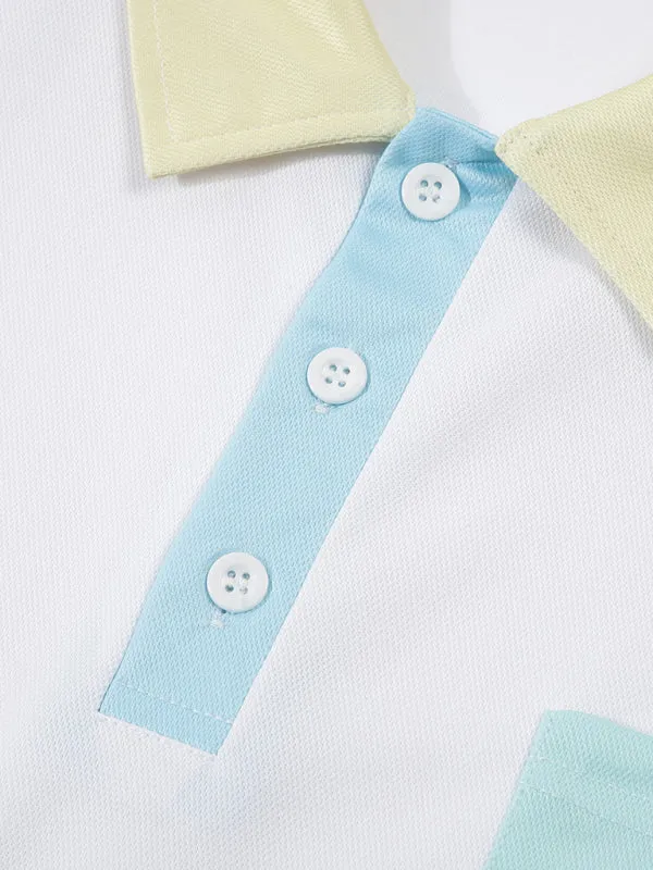 Men's Color-Block Collared Polo Shirt