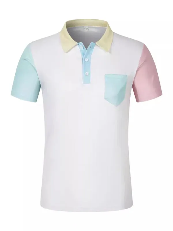 Men's Color-Block Collared Polo Shirt
