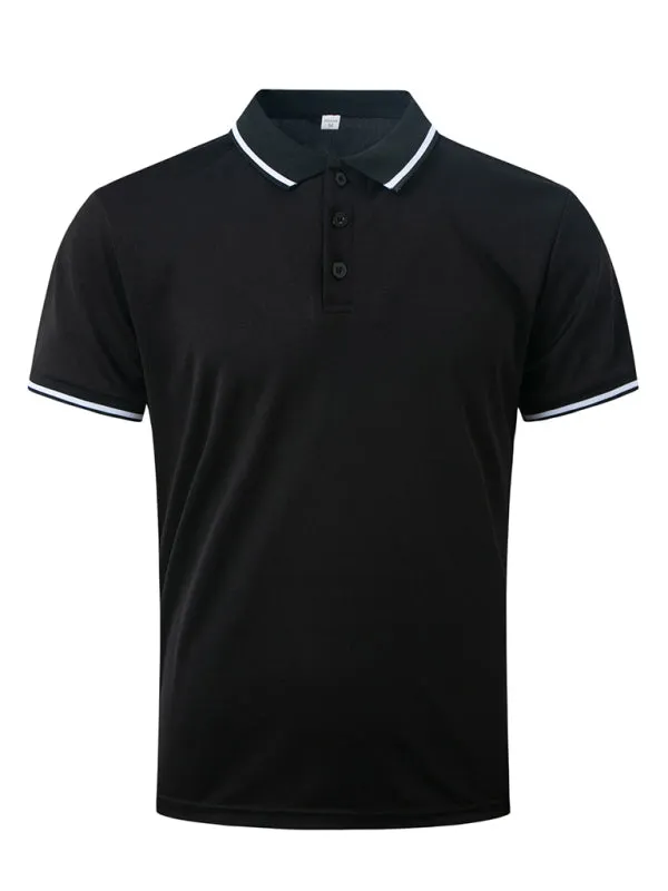 Men's Contrast Solid Polo Shirt with Short Sleeves