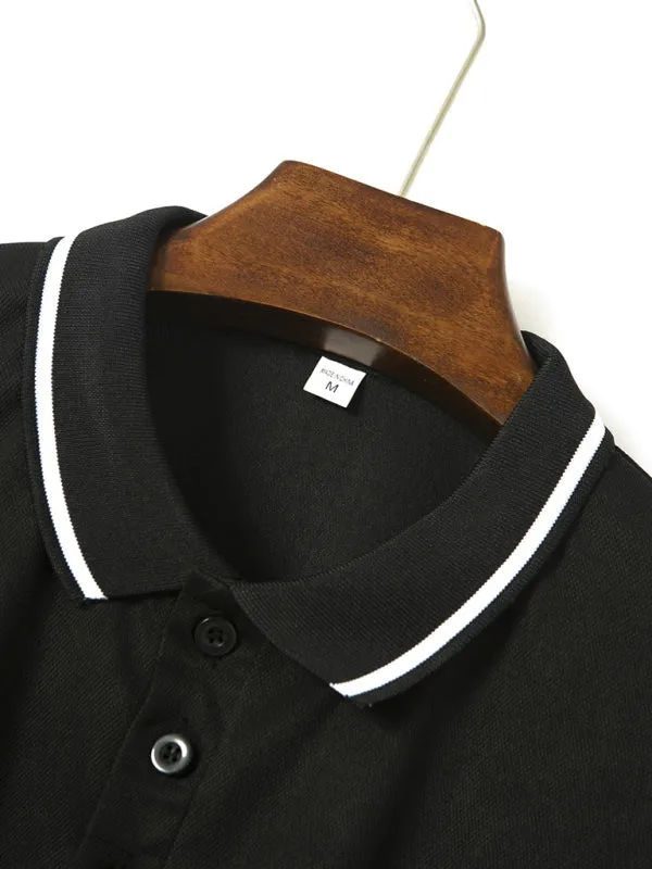Men's Contrast Solid Polo Shirt with Short Sleeves