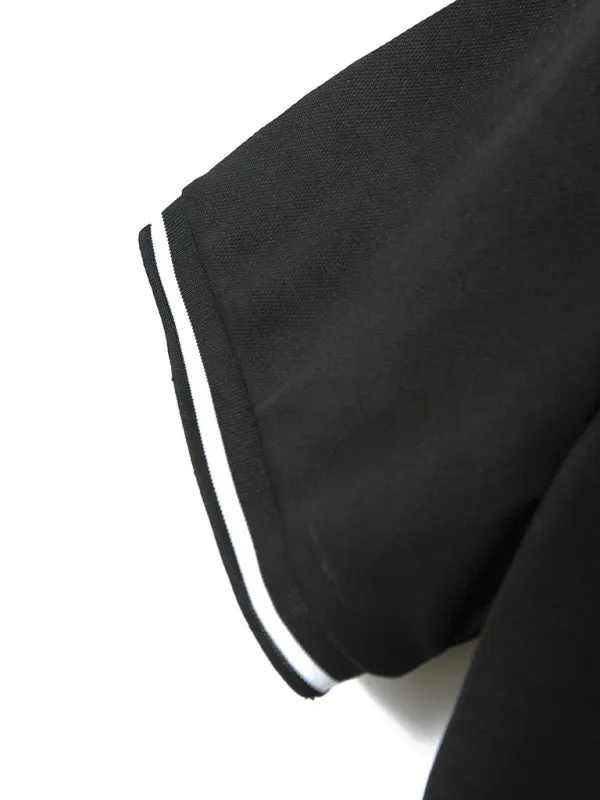 Men's Contrast Solid Polo Shirt with Short Sleeves